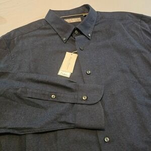 Daniel Cremieux Supima S Touch of Cashmere Navy Hthr L/S Button Shirt NWT L995